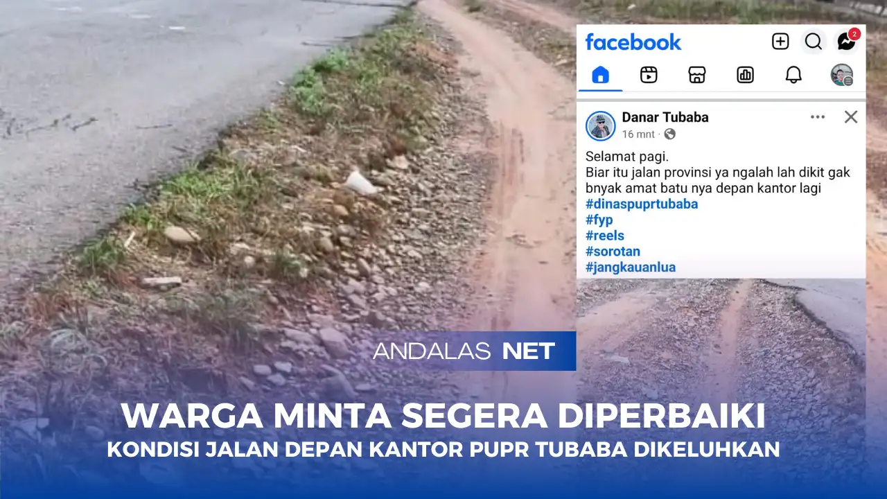 Kepala Tiyuh Gunung Katun Tanjungan Soroti Kondisi Jalan Depan Kantor Dinas PUPR Tubaba yang Membahayakan Warga