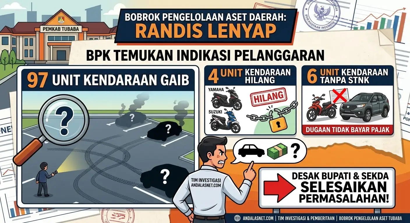 Bobrok Pengelolaan Aset Pemkab Tubaba, BPK Temukan Indikasi Pelanggaran Hukum Puluhan Kendaraan Dinas Lenyap Tanpa Jejak